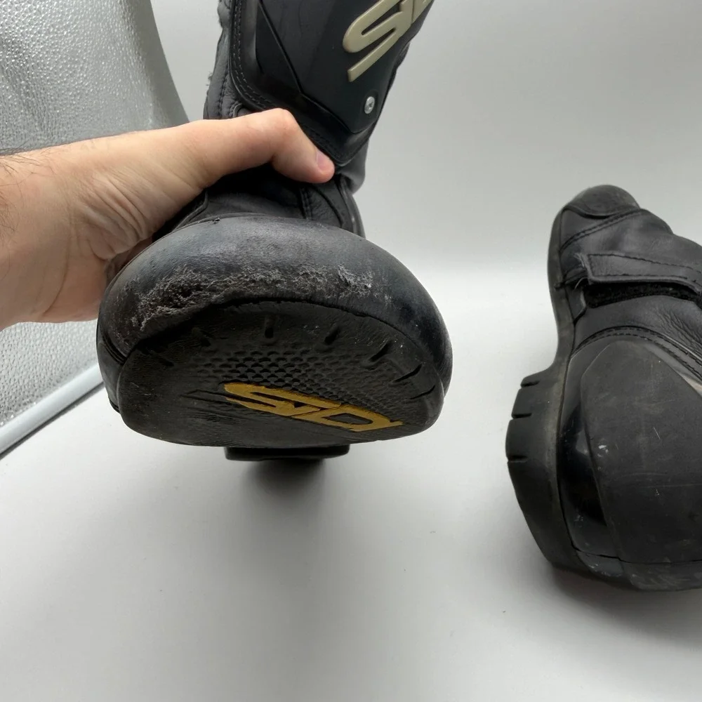 Sidi Motorcycle Boots Mens 8.5 Black Leather Racing Sport Bike Touring